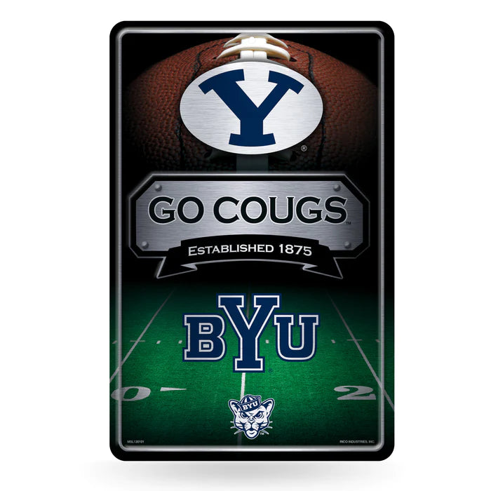 Brigham Young {BYU} Cougars 11"x17" Large Embossed Metal Wall Sign by Rico