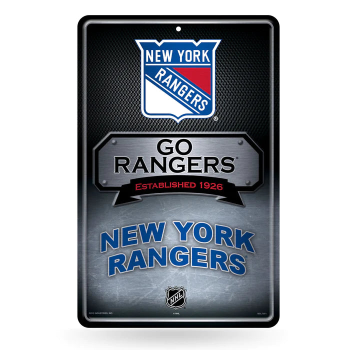 New York Rangers 11"x17" Large Embossed Metal Wall Sign by Rico