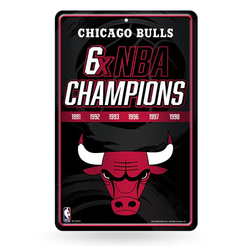 Chicago Bulls 6 Time NBA Champs 11"x17" Large Metal Wall Sign by Rico
