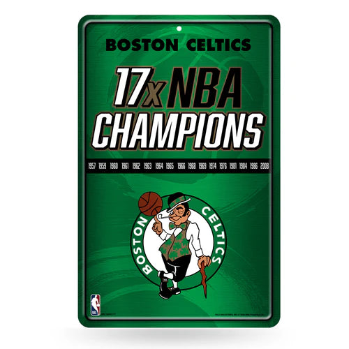 Boston Celtics 17 Time NBA Champs 11"x17" Large Metal Wall Sign by Rico