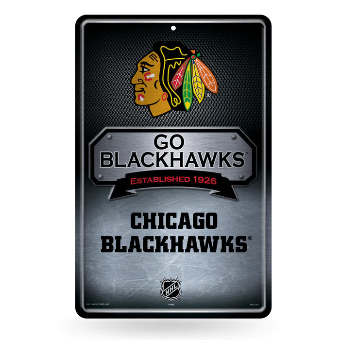 Chicago Blackhawks 11"x17" Large Embossed Metal Wall Sign by Rico
