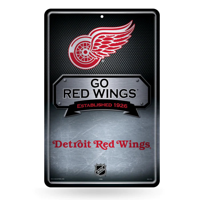 Detroit Red Wings 11"x17" Large Embossed Metal Wall Sign by Rico