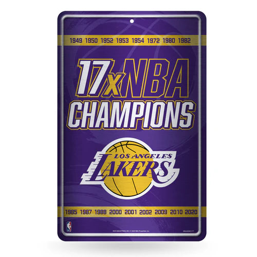 Los Angeles Lakers 17 Time NBA Champs 11"x17" Large Metal Wall Sign by Rico