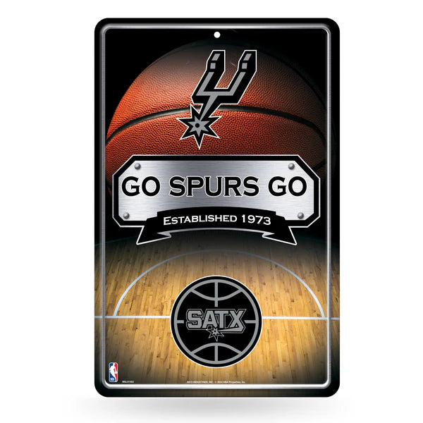 San Antonio Spurs NBA 11x17 metal wall sign featuring bold team graphics, officially licensed by Rico.