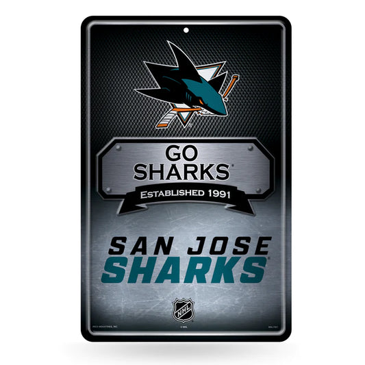 San Jose Sharks 11"x17" Large Embossed Metal Wall Sign by Rico