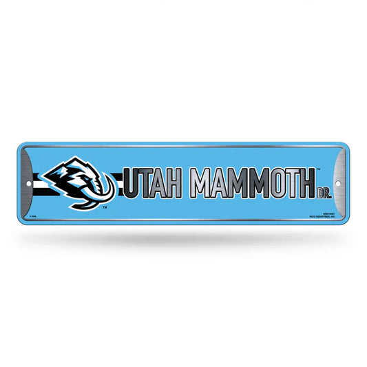 Utah Mammoth NHL 4" x 15" metal street sign with team colors and graphics, officially licensed by the league.