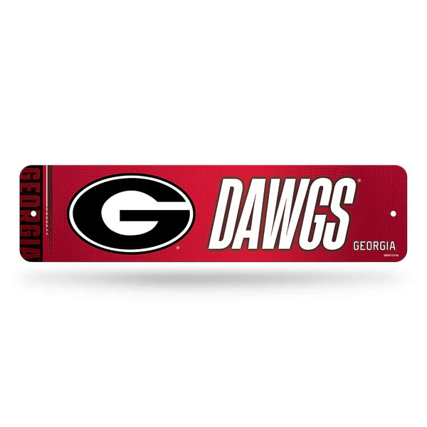 Georgia Bulldogs NCAA metal street sign, 4x15 wall décor with official team colors and bold graphics