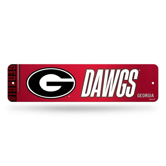 Georgia Bulldogs NCAA metal street sign, 4x15 wall décor with official team colors and bold graphics