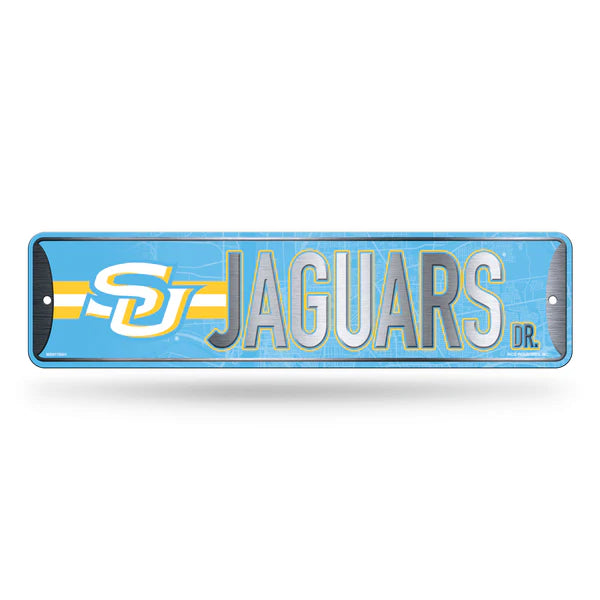 Southern Jaguars NCAA Metal Street Sign, 4"x15", durable metal with bold team graphics, officially licensed décor.