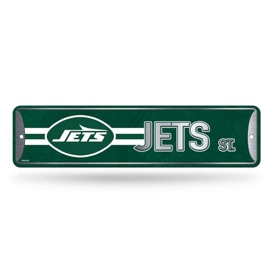New York Jets NFL Metal Street Sign with bold team graphics, durable metal build, and official licensing.