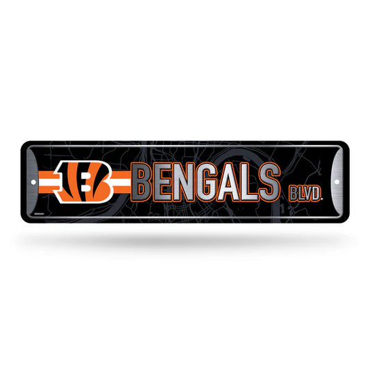 Cincinnati Bengals NFL 4"x15" metal street sign with bold team colors and graphics, officially licensed by Rico.