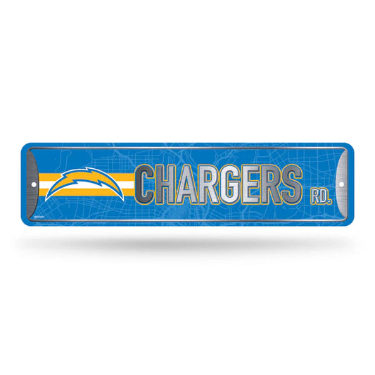 Los Angeles Chargers 4"x15" NFL metal street sign with team colors and graphics, officially licensed by Rico.