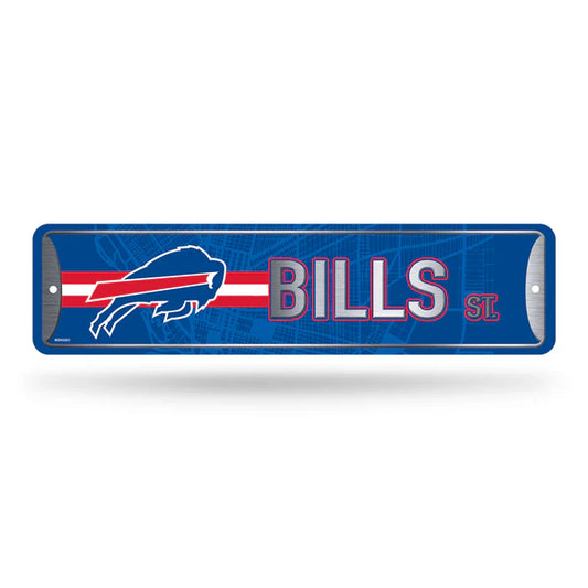 Buffalo Bills 4"x15" NFL metal street sign with bold team colors and graphics, officially licensed by Rico.