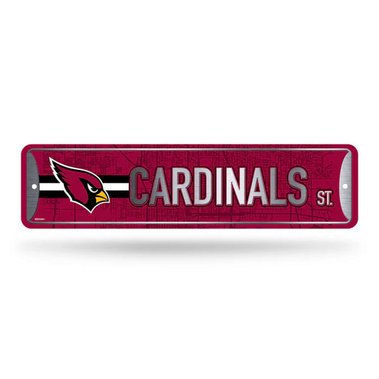 Arizona Cardinals NFL 4"x15" metal street sign with team colors and graphics, officially licensed by Rico Industries.