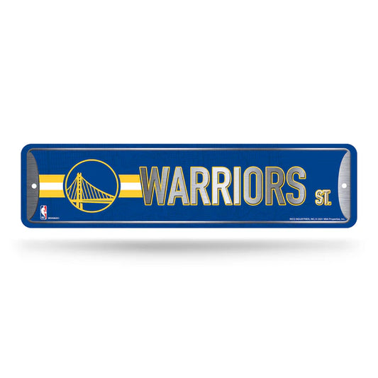 Golden State Warriors 4x15 NBA metal street sign with bold team colors and graphics, officially licensed by Rico.