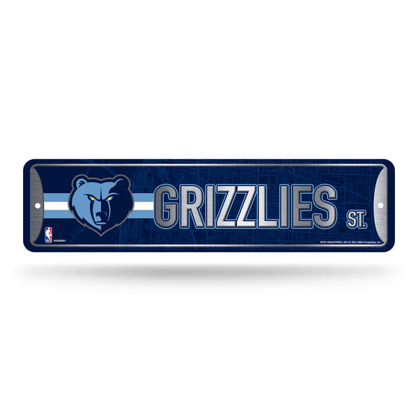 Memphis Grizzlies 4x15 NBA metal street sign with bold colors and graphics, officially licensed by Rico Industries.