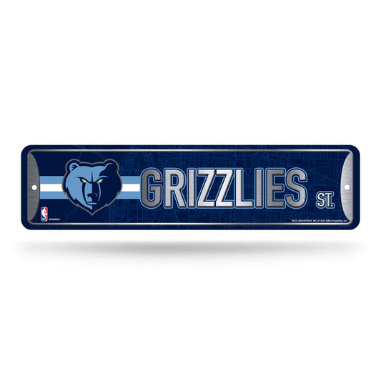 Memphis Grizzlies 4x15 NBA metal street sign with bold colors and graphics, officially licensed by Rico Industries.