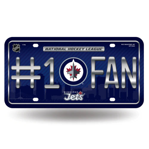 Winnipeg Jets #1 Fan Metal Auto License Plate / Tag by Rico