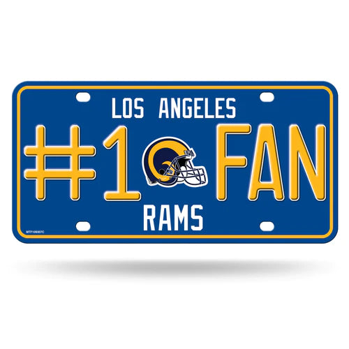 Los Angeles Rams Retro #1 Fan Metal License Plate by Rico
