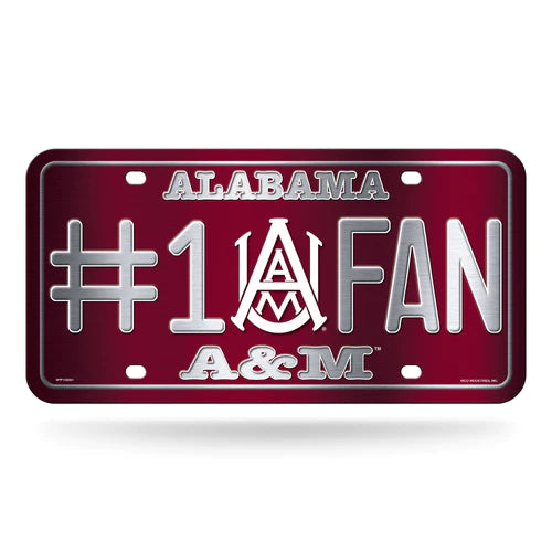 Alabama A&M Bulldogs Metal License Plate by Rico. Team colors and graphics and measures 6"x12". Officially Licensed 