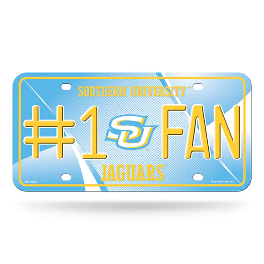 Southern Jaguars NCAA 6x12 #1 Fan metal license plate with team colors and graphics, officially licensed.
