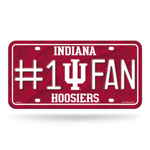 Indiana Hoosiers NCAA #1 Fan metal auto license plate, 6x12 inches, official team colors, fan décor