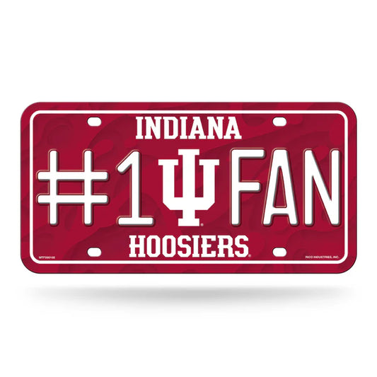 Indiana Hoosiers NCAA #1 Fan metal auto license plate, 6x12 inches, official team colors, fan décor