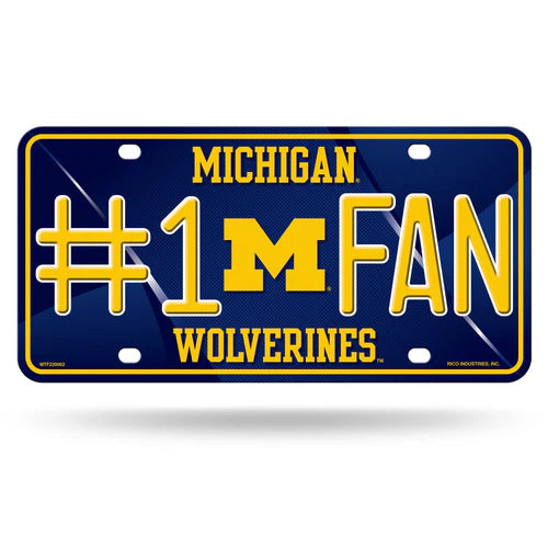 Michigan Wolverines Fan Metal License Plate: Team colors, graphics, NCAA licensed, 6" x 12". Perfect for Wolverines fans.