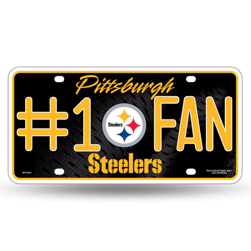 Pittsburgh Steelers #1 Fan Metal Auto License Plate / Tag by Rico