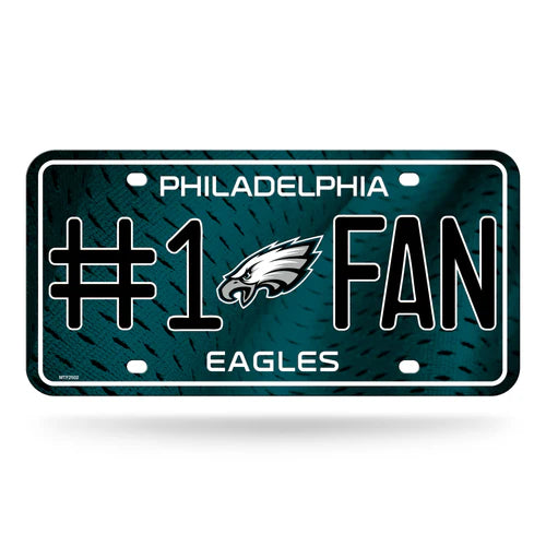 Philadelphia Eagles Metal License Plate by Rico, 6" x 12", durable metal, team colors and graphics, NFL licensed, perfect for fans.