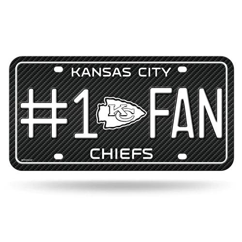 Kansas City Chiefs #1 Fan Carbon Fiber Design Metal License Plate by Rico
