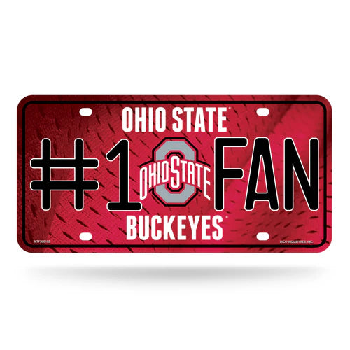 Ohio State Buckeyes Metal License Plate by Rico, 6" x 12" and officially licensed. Team colors and graphics