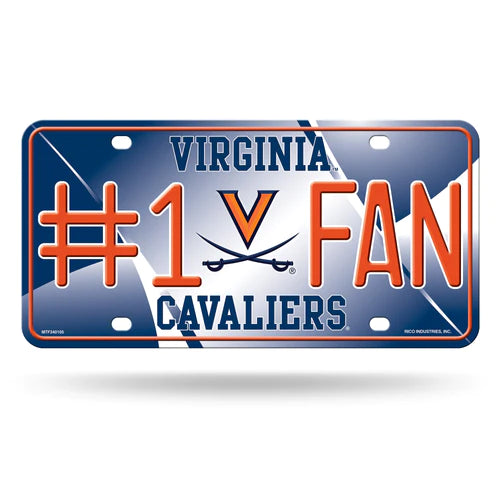 Virginia Cavaliers #1 Fan Metal License Plate by Rico