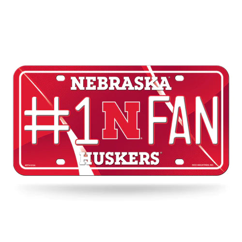 Nebraska Cornhuskers #1 Fan Metal License Plate by Rico