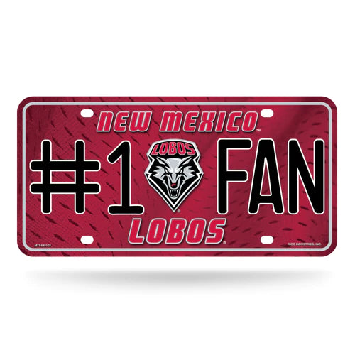 New Mexico Lobos #1 Fan Metal License Plate by Rico