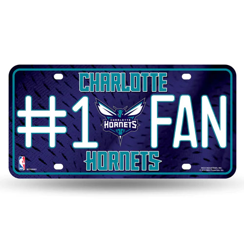 Charlotte Hornets #1 Fan Metal Auto License Plate / Tag by Rico