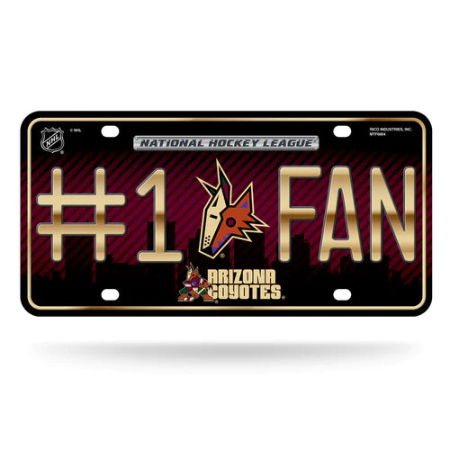 Arizona Coyotes #1 Fan Metal Auto License Plate / Tag by Rico