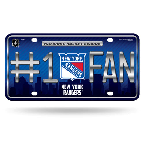 New York Rangers #1 Fan Metal Auto License Plate / Tag by Rico