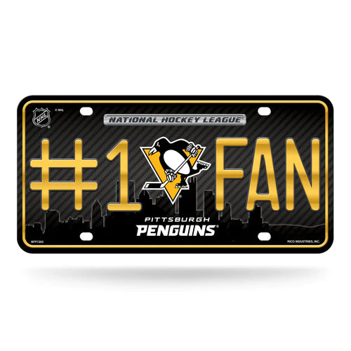 Pittsburgh Penguins #1 Fan Metal Auto License Plate / Tag by Rico