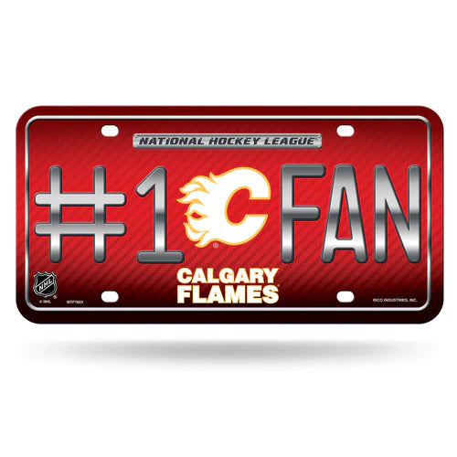 Calgary Flames #1 Fan Metal License Plate by Rico