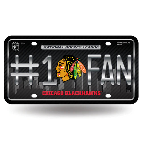 Chicago Blackhawks #1 Fan Metal Auto License Plate / Tag by Rico