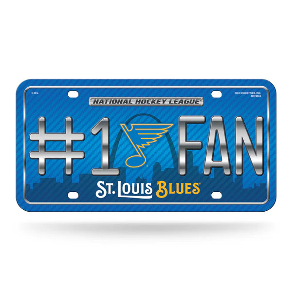 St. Louis Blues NHL 6x12 #1 Fan metal license plate with team colors and graphics, officially licensed.