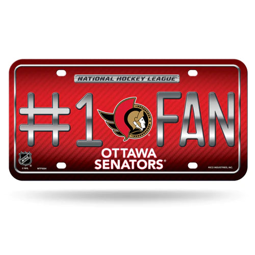 Ottawa Senators #1 Fan Metal License Plate by Rico
