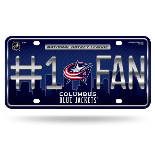 Columbus Blue Jackets #1 Fan Metal Auto License Plate / Tag by Rico