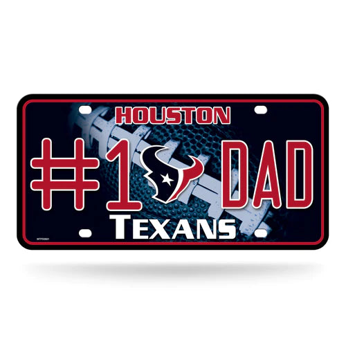 Houston Texans #1 Dad Metal License Plate by Rico