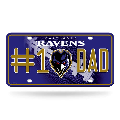 Baltimore Ravens #1 Dad Metal License Plate by Rico