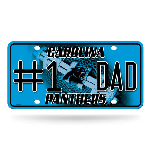 Carolina Panthers #1 Dad Metal License Plate by Rico