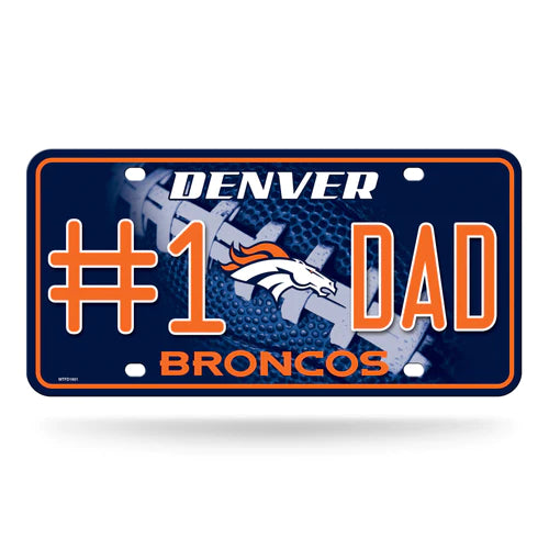 Denver Broncos #1 Dad Metal License Plate by Rico