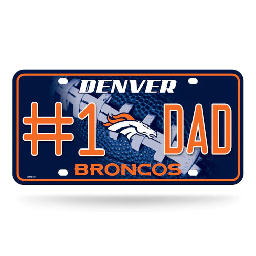 Denver Broncos #1 Fan Metal License Plate: 6"x12", team colors, sturdy metal, officially licensed. Show your Broncos pride!