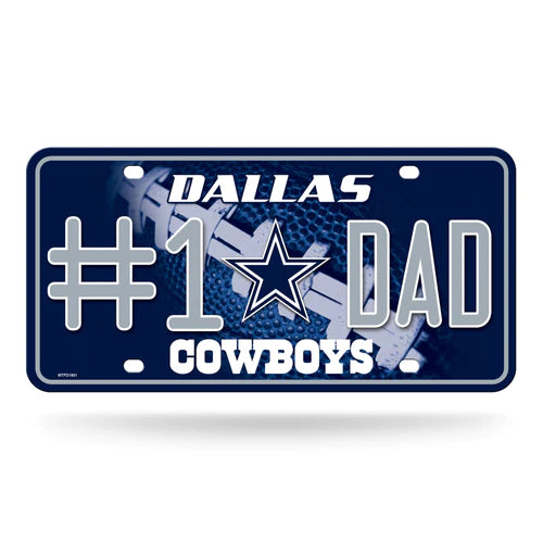 Dallas Cowboys #1 Dad Metal License Plate: 6"x12" plate with team colors and graphics. Officially licensed by the NFL, made by Rico.